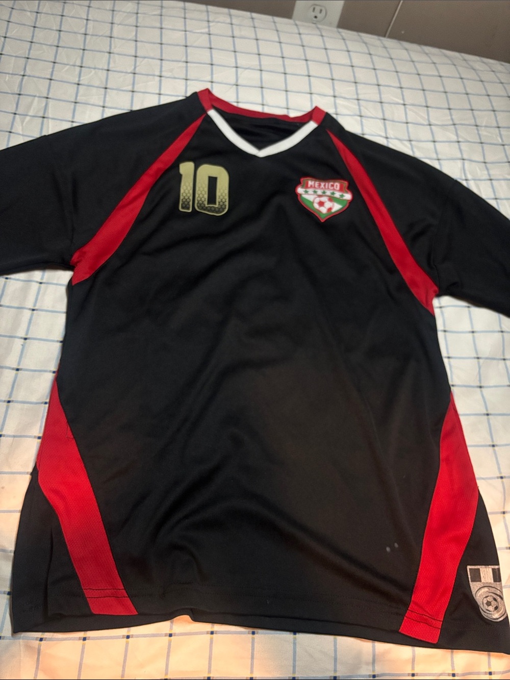 Black & Red Athletic Soccer Shirt with Mexico Crest